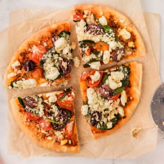 Sheet Pan Greek Pita Pizza - Recipe photo by noshingwiththenolands