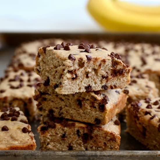 Chocolate Chip Banana Bars - Recipe photo by justataste