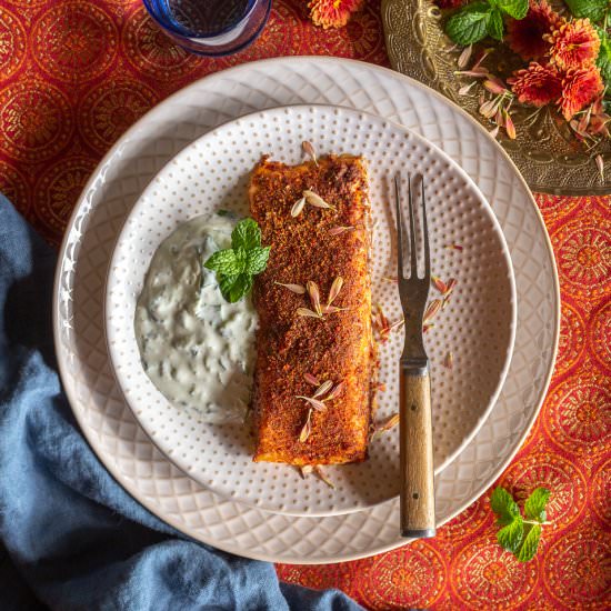 Tandori Spiced Salmon with Raita - Recipe photo by primalwellnesscoach