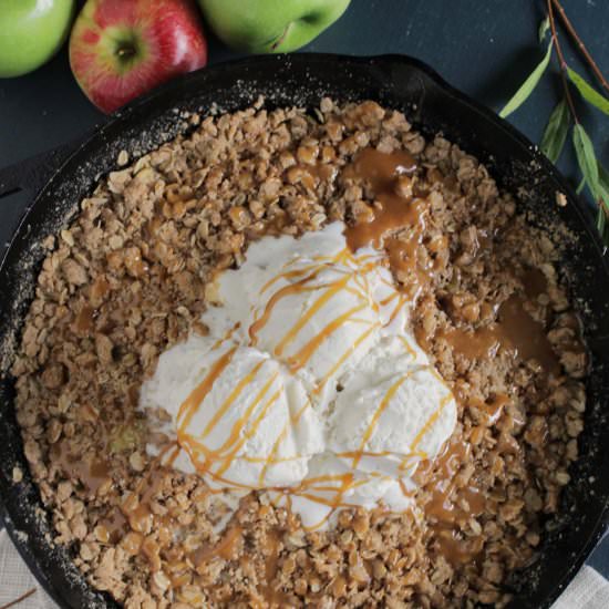 Skillet Apple Crisp with Caramel - Recipe photo by homebodyeats