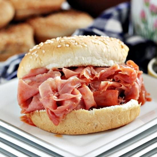 BBQ Chipped Ham Sandwich - Recipe photo by ReneesKitchenAdventures