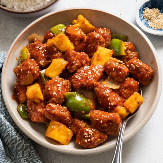 air fryer sweet and sour pork - Recipe photo by healthynibblesandbits