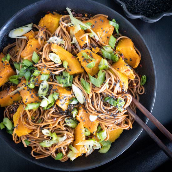 Roasted Kabocha Squash with Soba - Recipe photo by ThePypersKitchen