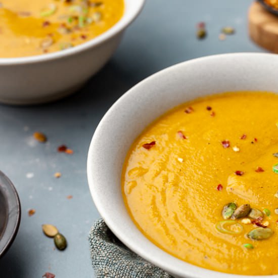 Dairy-Free Creamy Pumpkin Soup - Recipe photo by cleanfooddirtygirl