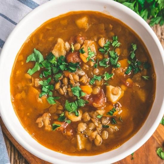 Simple Lentil Soup - Recipe photo by The Bella Vita