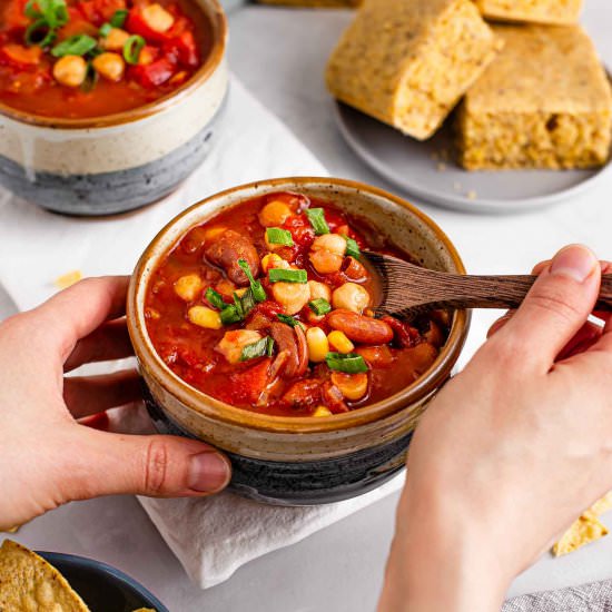 Spicy Chipotle Two Bean Chili - Recipe photo by tastythriftytimely