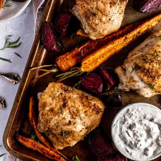 chicken sheet pan dinner - Recipe photo by whisked away kitchen