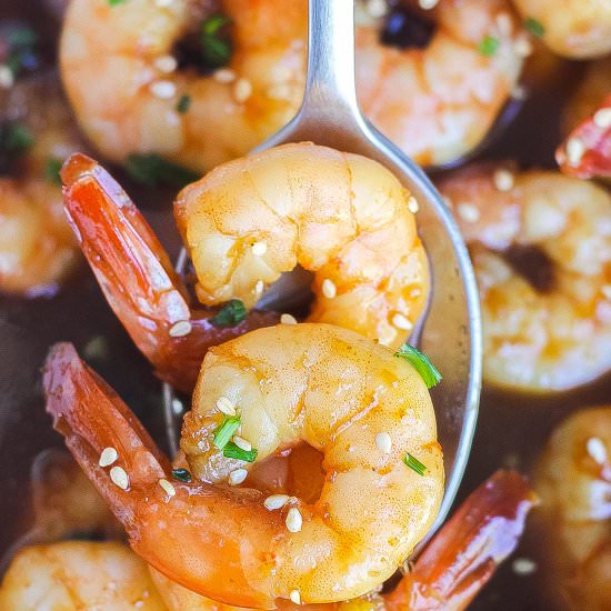 Spicy Honey Garlic Shrimp - Recipe photo by Kathryns.kitchen.blog
