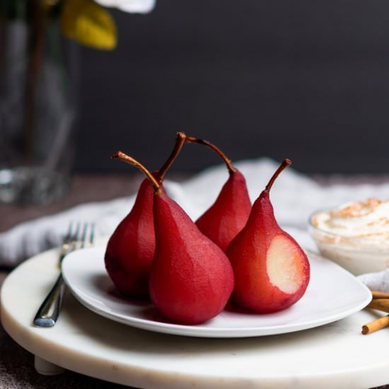 POACHED PEARS IN RED WINE - Recipe photo by Easy Peasy Creative Ideas