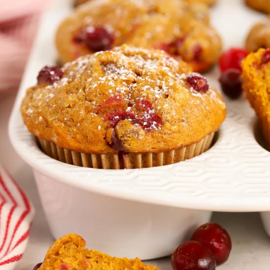 Pumpkin Cranberry Muffins - Recipe photo by Celebrating Sweets
