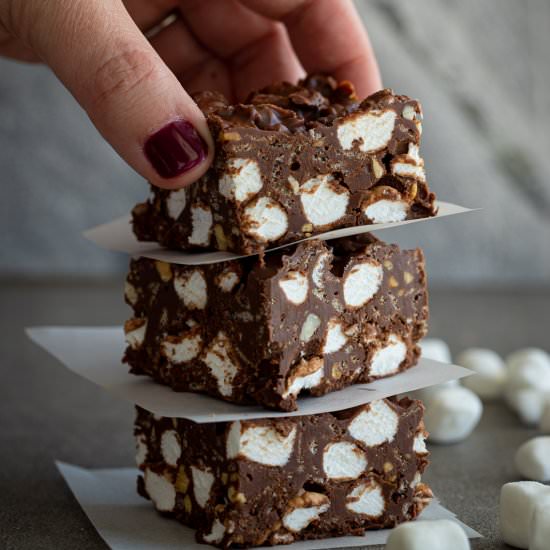 No bake rocky road bars - Recipe photo by Aredspatula