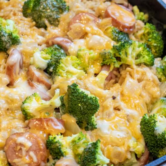 One Pan Kielbasa Broccoli and Rice - Recipe photo by servedfromscratch