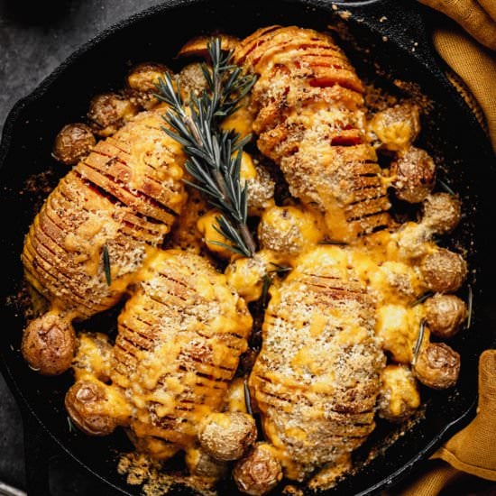 Cheesy Hasselback Sweet Potatoes - Recipe photo by heysnickerdoodle
