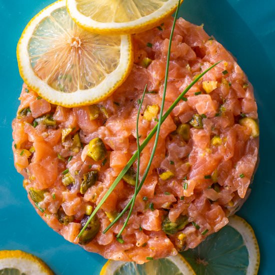 Salmon Tartare with Pistachios - Recipe photo by primalwellnesscoach
