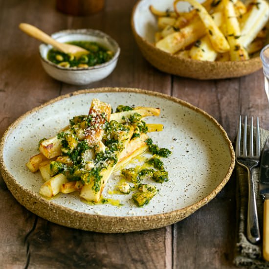 Roasted Parsnip with Gremolata - Recipe photo by between2kitchens