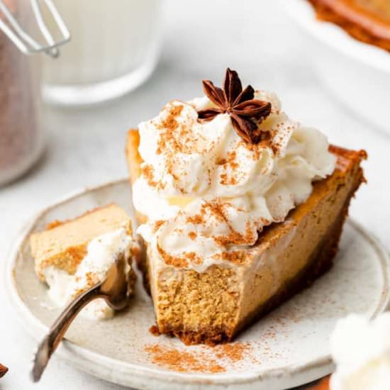 Lightened Up Pumpkin Cheesecake - Recipe photo by erinliveswhole