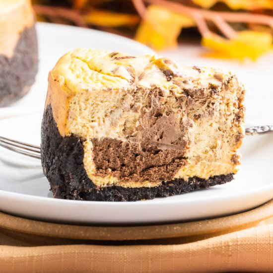 Keto Pumpkin Chocolate Cheesecake - Recipe photo by debsdailydish