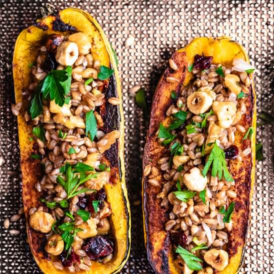 Roasted Stuffed Delicata Squash - Recipe photo by The Mediterranean Dish
