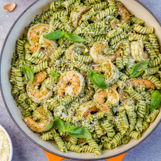 SHRIMP PESTO PASTA - Recipe photo by healthyfitnessmeals