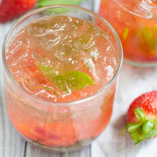 Strawberry Basil Bourbon Smash - Recipe photo by fakeginger