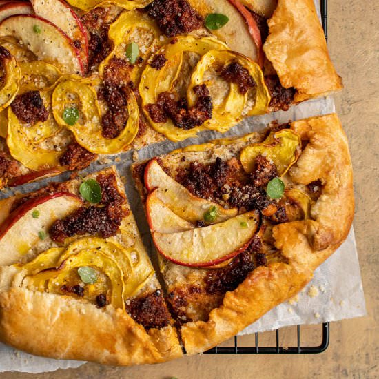 Delicata squash and chorizo galette - Recipe photo by cherryonmysundae