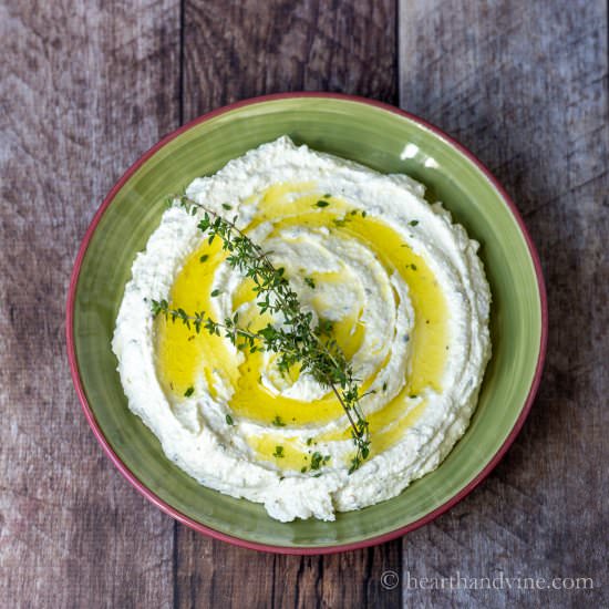 Whipped Feta Dip with Lemon & Thyme - Recipe photo by hearthandvine