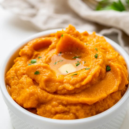 Creamy Whipped Sweet Potatoes - Recipe photo by garlic and zest