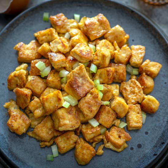 Delicious vegetarian Tofu and eggs - Recipe photo by cookingwithlei