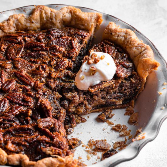 Black bottom pecan pie - Recipe photo by OneSarcasticBaker