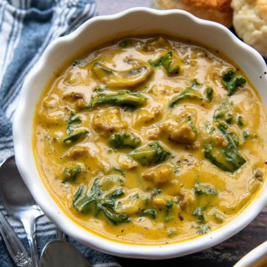 Pumpkin Sausage Soup - Recipe photo by MamaGourmand