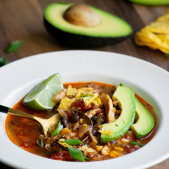 Chorizo Chicken Tortilla Soup - Recipe photo by JawnsICooked