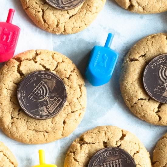 Peanut Butter Gelt Cookies - Recipe photo by Cinnamon Shtick