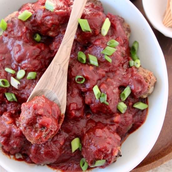 Baked Meatballs with BBQ Sauce - Recipe photo by Whitney Bond