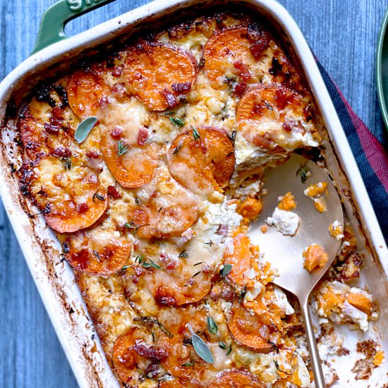 Sweet Potato Gratin with Gruyère - Recipe photo by The Greek Foodie