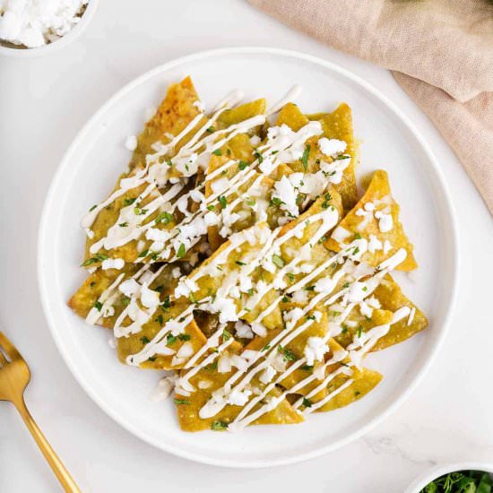 Green Chilaquiles - Recipe photo by brokebankvegan