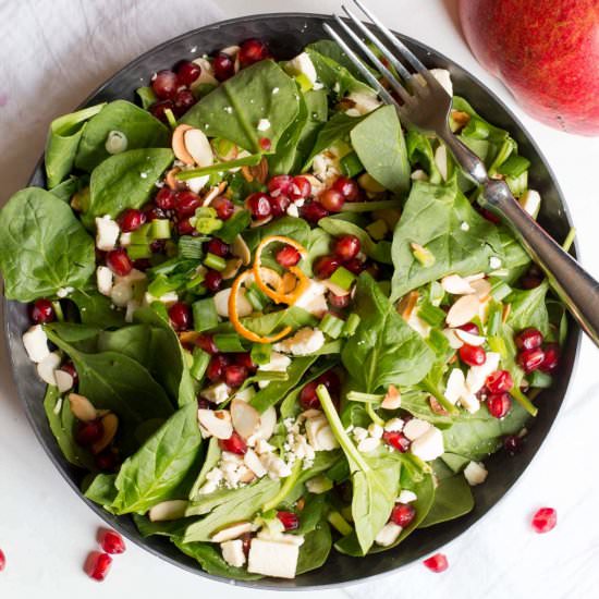 Spinach and Pomegranate Salad - Recipe photo by wholefully