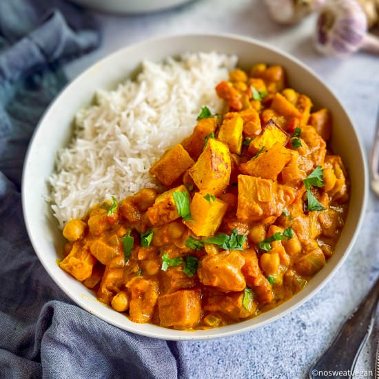 Butternut Squash & Chickpea Curry - Recipe photo by No Sweat Vegan