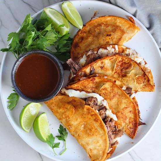 Birria Beef Tacos with Consomme - Recipe photo by TalkingMeals