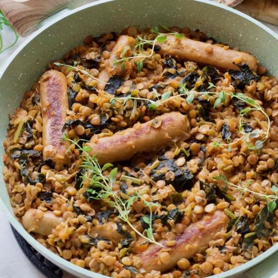 Vegan Sausage & Lentil Casserole - Recipe photo by joskitchenlarder