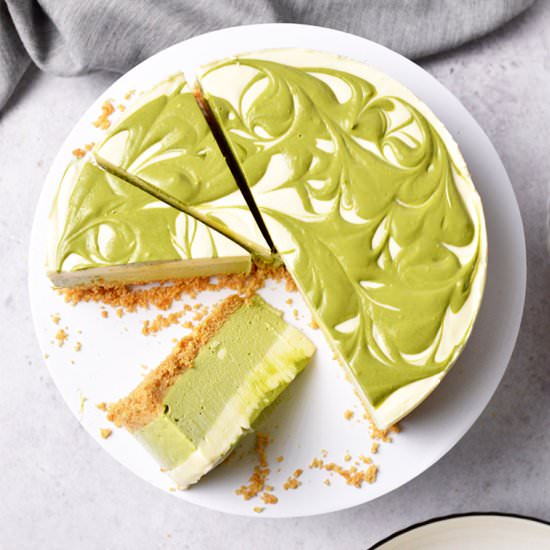Matcha White Chocolate Cheesecake - Recipe photo by Jaja Bakes