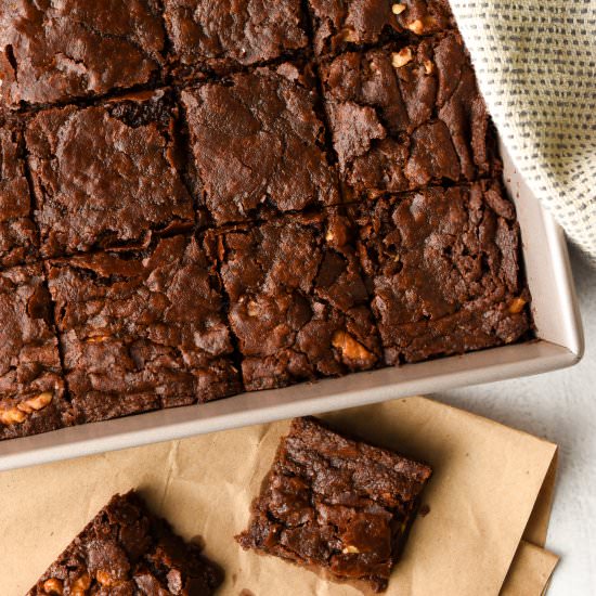 Perfect Fudge Brownies - Recipe photo by TheHomeBakedVegan