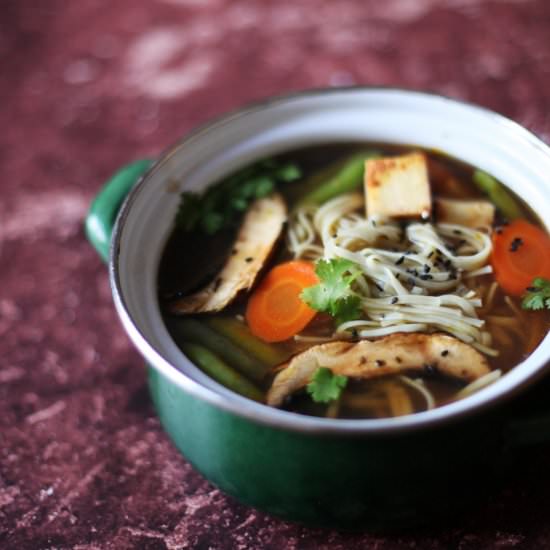 Vegetable and Tofu Miso Noodle Soup - Recipe photo by Culinary postcards