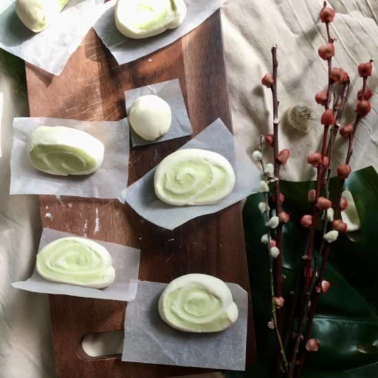 Easy spiral matcha mantou - Recipe photo by greedygirlgourmet