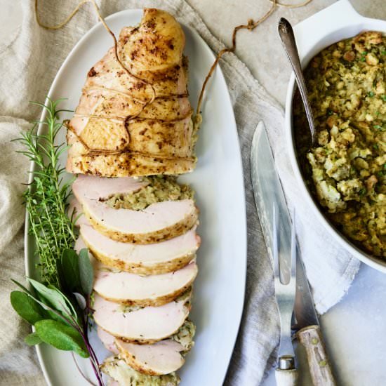 Roast Turkey Breast with Stuffing - Recipe photo by fromachefskitchen