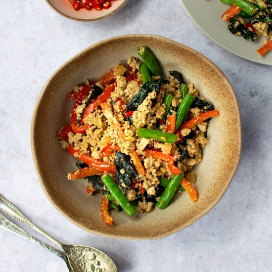Thai Basil Tofu in 15 Minutes - Recipe photo by veganpunks