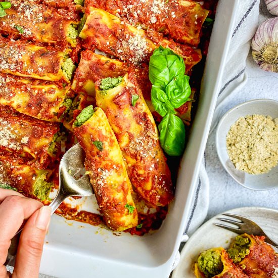 Vegan Spinach & Ricotta Cannelloni - Recipe photo by No Sweat Vegan