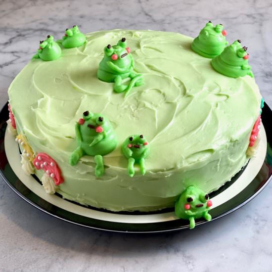 Frog Birthday Cake - Recipe photo by thebrookcook.wordpress.com