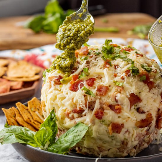 Bacon Pesto Cheese Ball - Recipe photo by eatdessertsnack