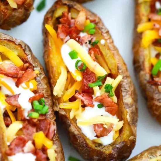 Air Fryer Twice Baked Potatoes - Recipe photo by peasandpeonies