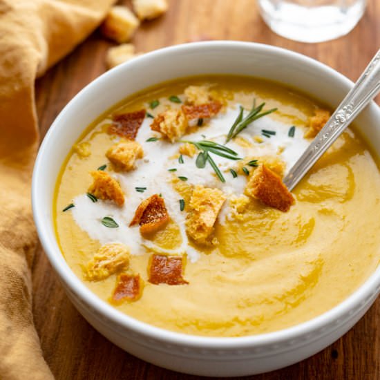 Creamy Roasted Veggie Soup - Recipe photo by garlic and zest